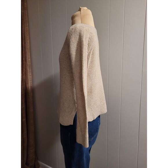 Gap - Women's XS Boatneck Neutral Taupe Tan Waffle Knit Sweater - Picture 4 of 8